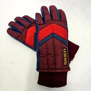 Wells Lamont Skier Gloves Unisex Medium Maroon Vintage Thinsulate Insulated Ski